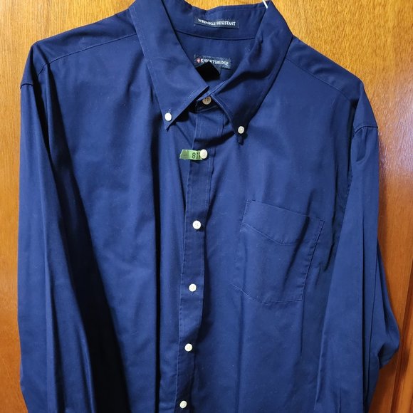 Men's XL Knightsbridge Navy Blue Long Sleeve Button Down Shirt - Picture 1 of 8